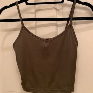 Army green ribbed crop top